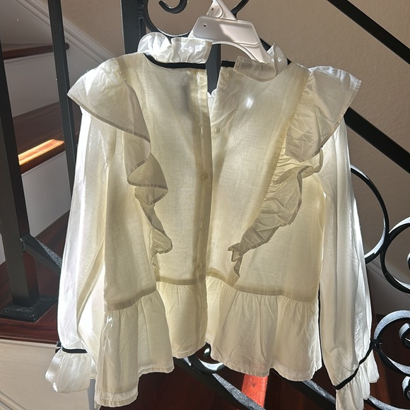 Girls Size 6 Janie And Jack elegant cream white ruffle long sleeves blouse - Picture 6 of 6